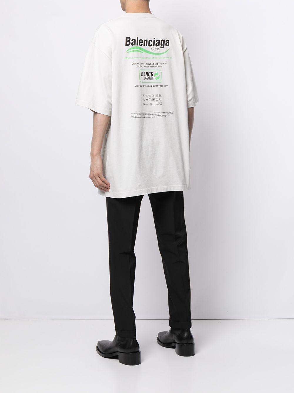 Balenciaga Recycle-print Jersey T-shirt in White for Men