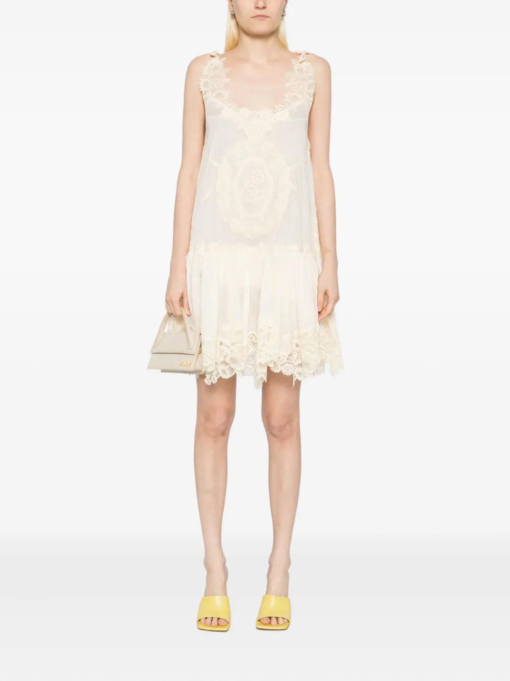 Zimmermann Cascadian Lace Mini Dress in Natural | Lyst Zimmermann Cascadian Lace Mini Dress in Natural | Lyst