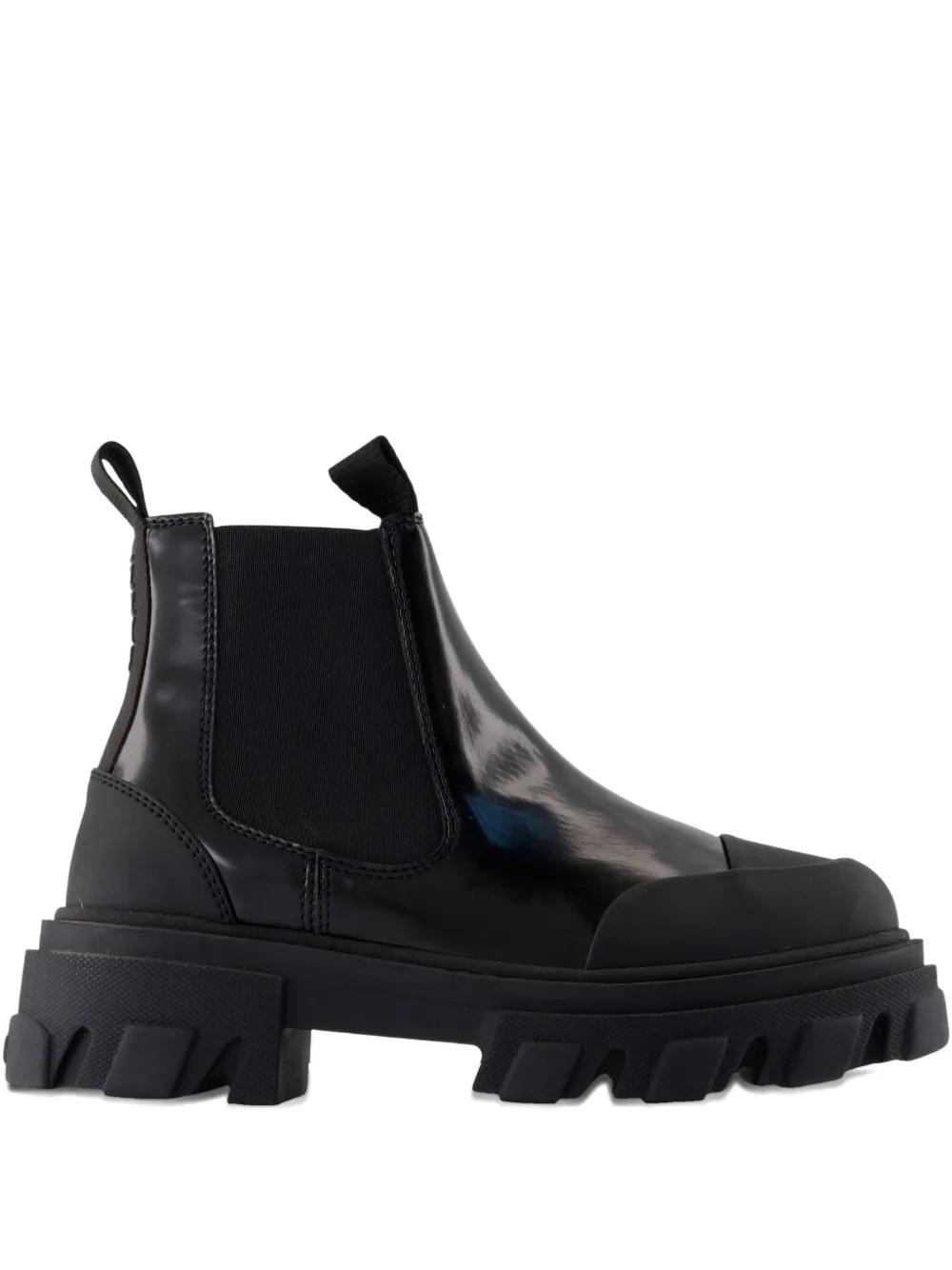 Ganni Leather Chelsea Boots in Black Lyst UK