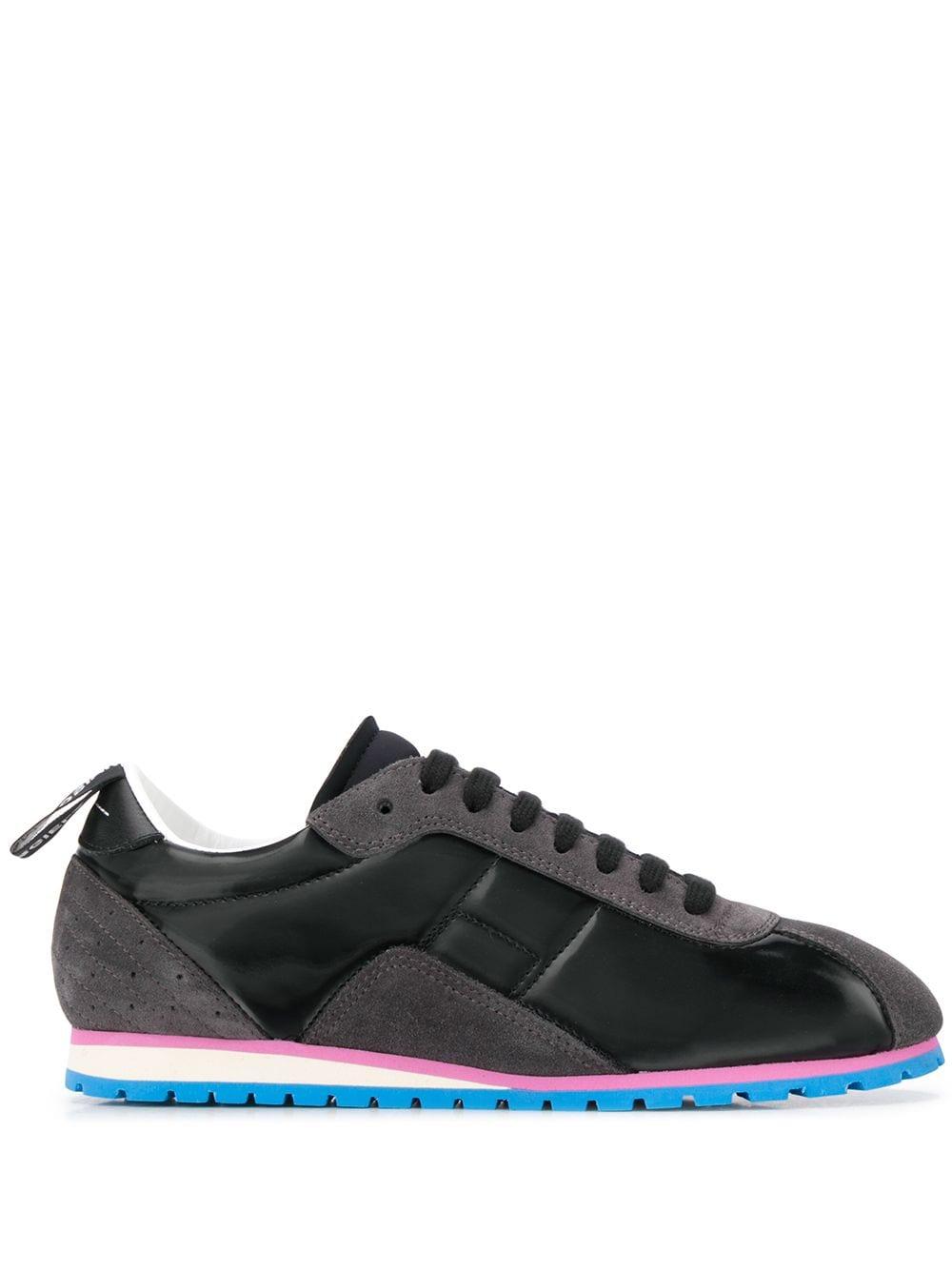 MM6 by Maison Martin Margiela Leather Contrast Sole Sneakers in Black - Lyst
