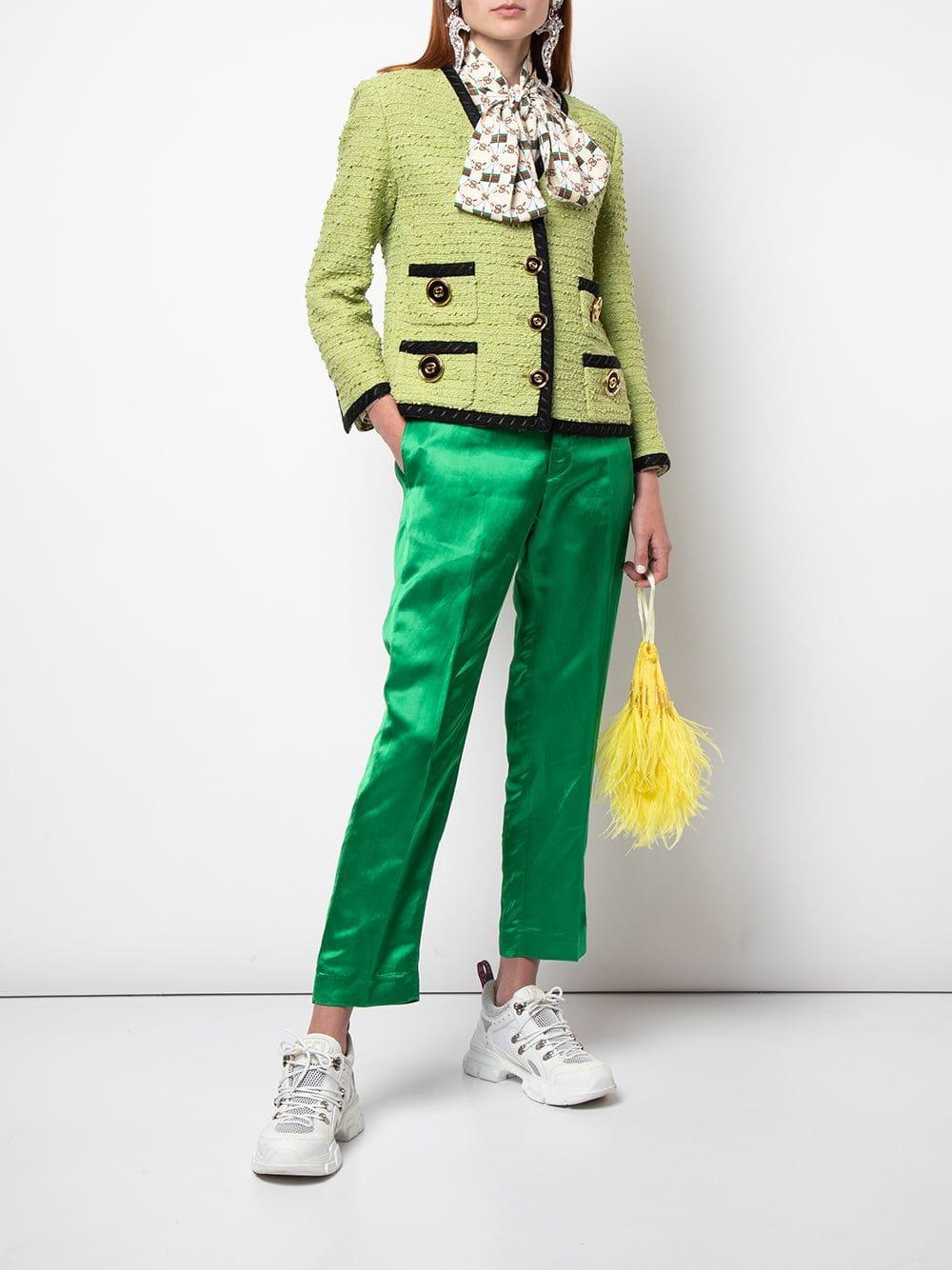 Gucci Tweed Jacket in Green | Lyst