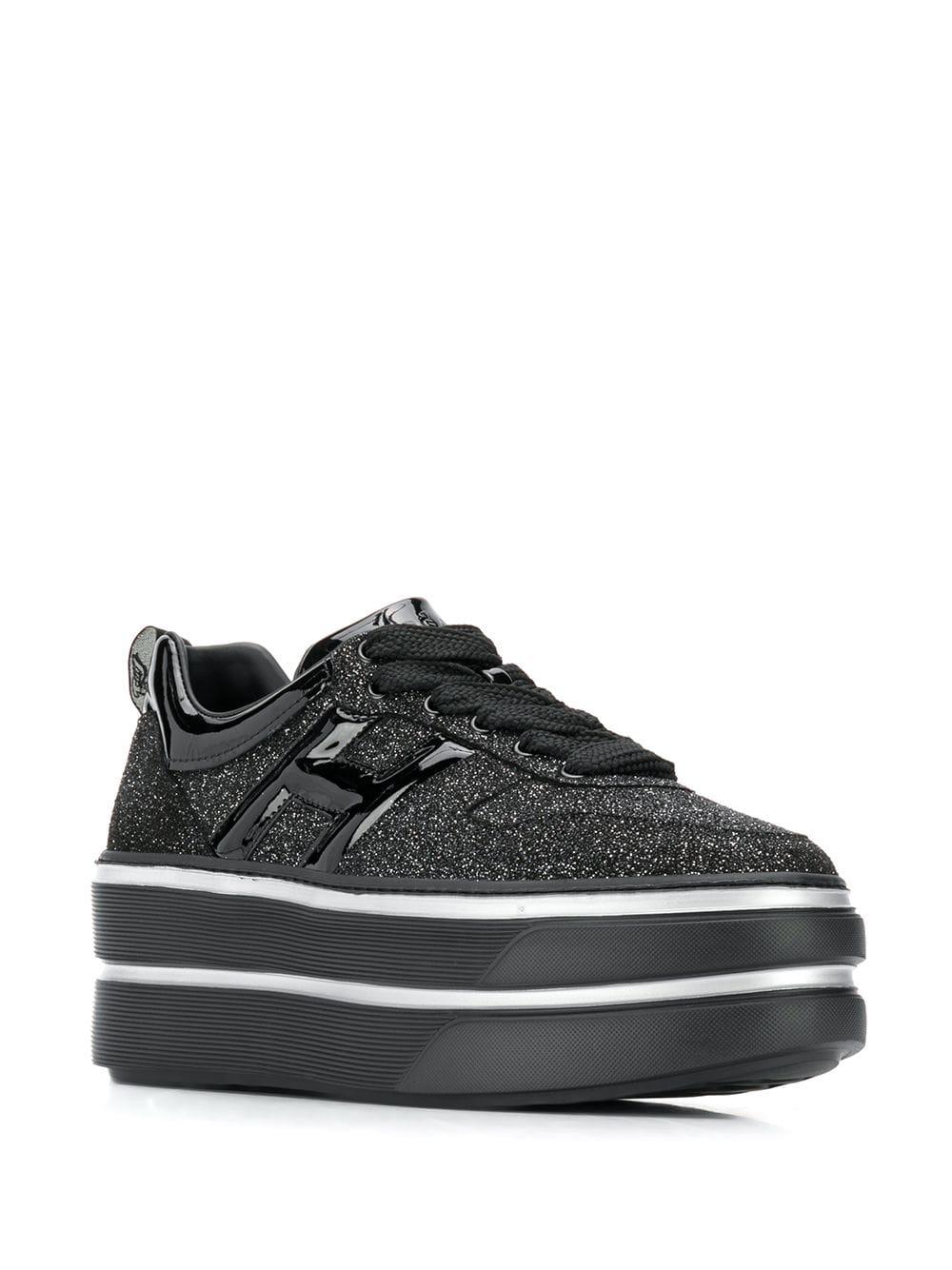 black glitter platform sneakers