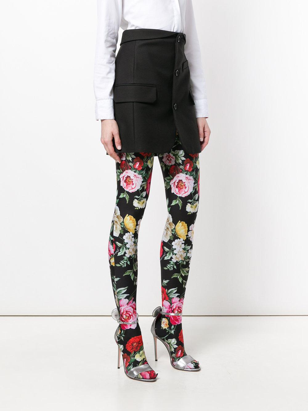 Dolce & Gabbana Floral Print Tights in Black | Lyst