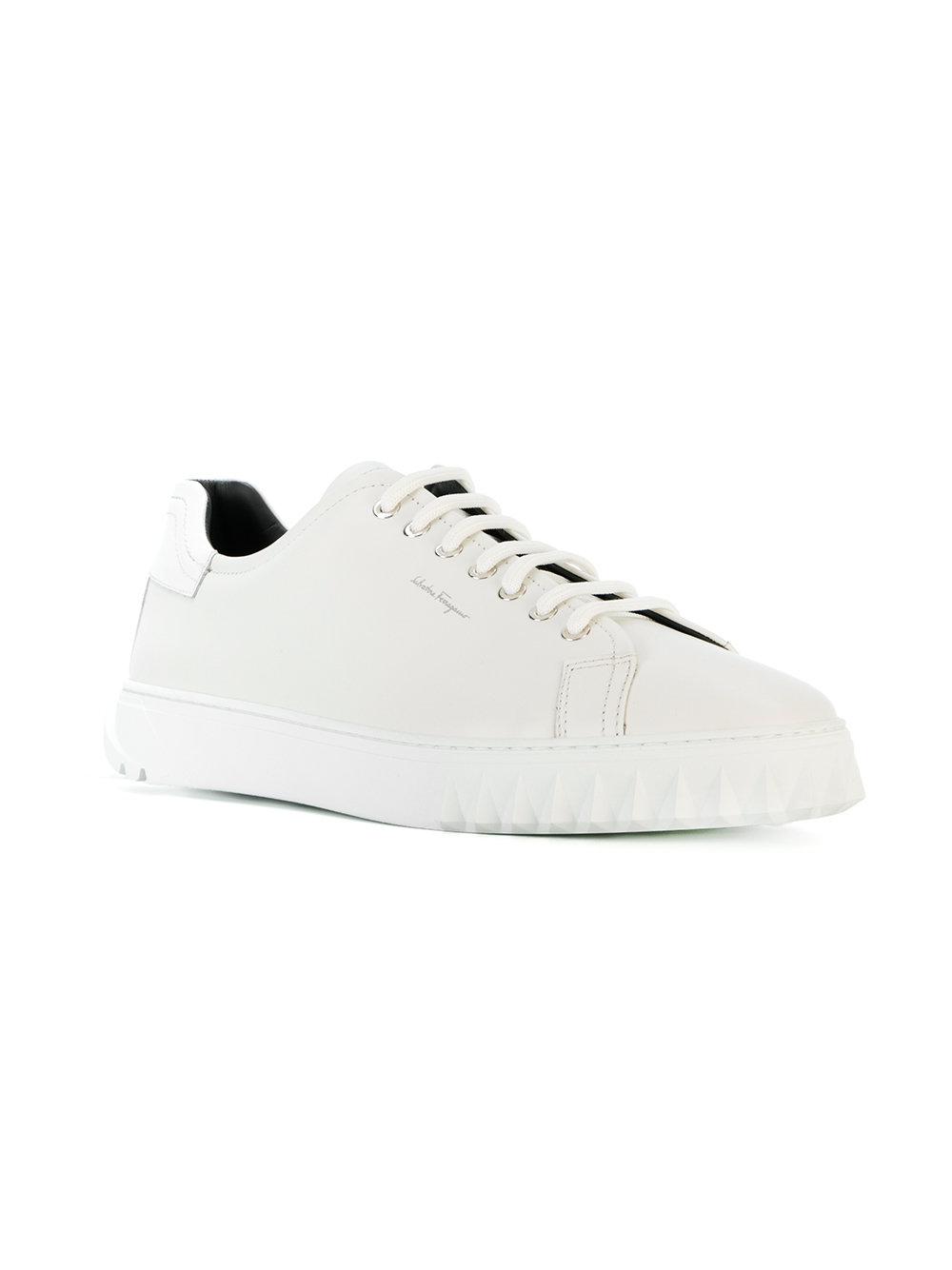 Ferragamo Spike-trimmed Sneakers in White for Men | Lyst