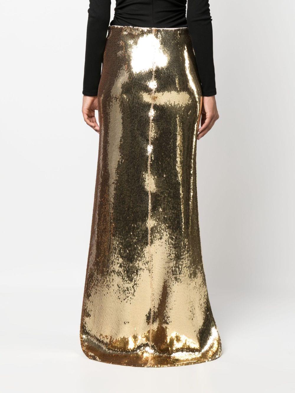 N°21 Sequinned Fluted Maxi Skirt in Metallic | Lyst