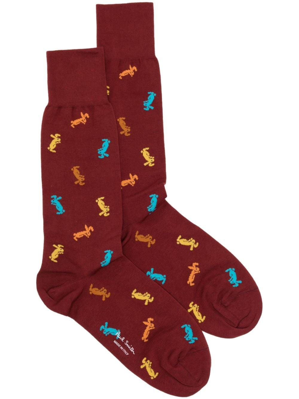 Paul Smith Barry Rabbit Intarsia-knit Socks in Red for Men | Lyst