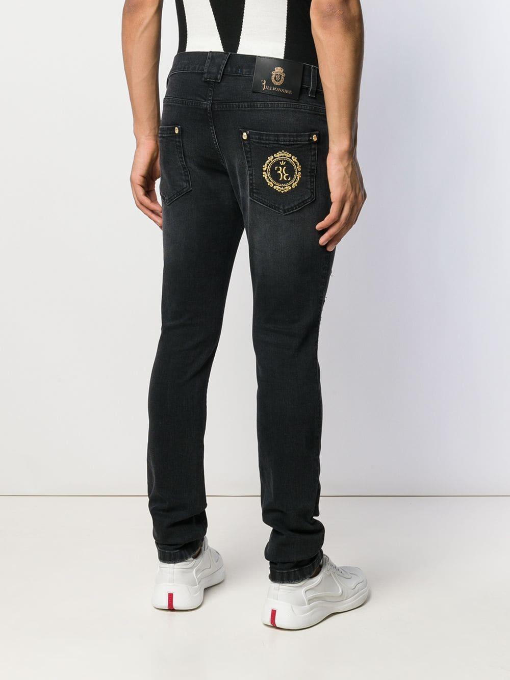 Billionaire Denim Distressed Skinny Jeans in Black for Men Lyst