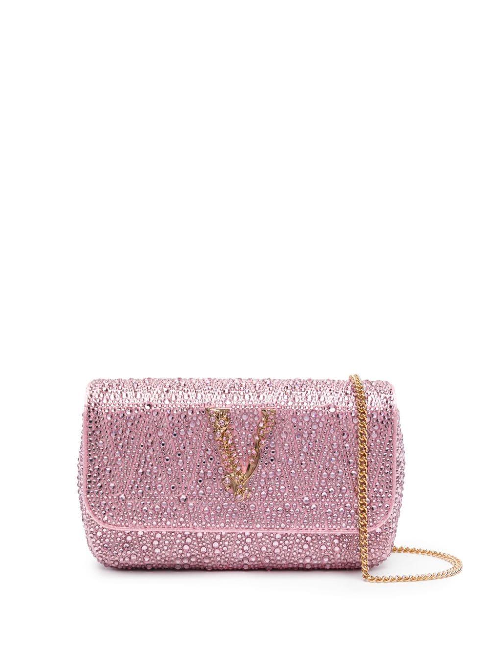 VERSACE Virtus Small Leather Shoulder Bag Light Pink