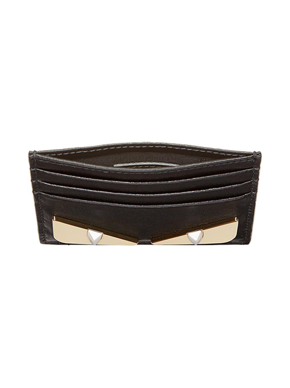 FENDI Monster Eyes Leather Wallet Black