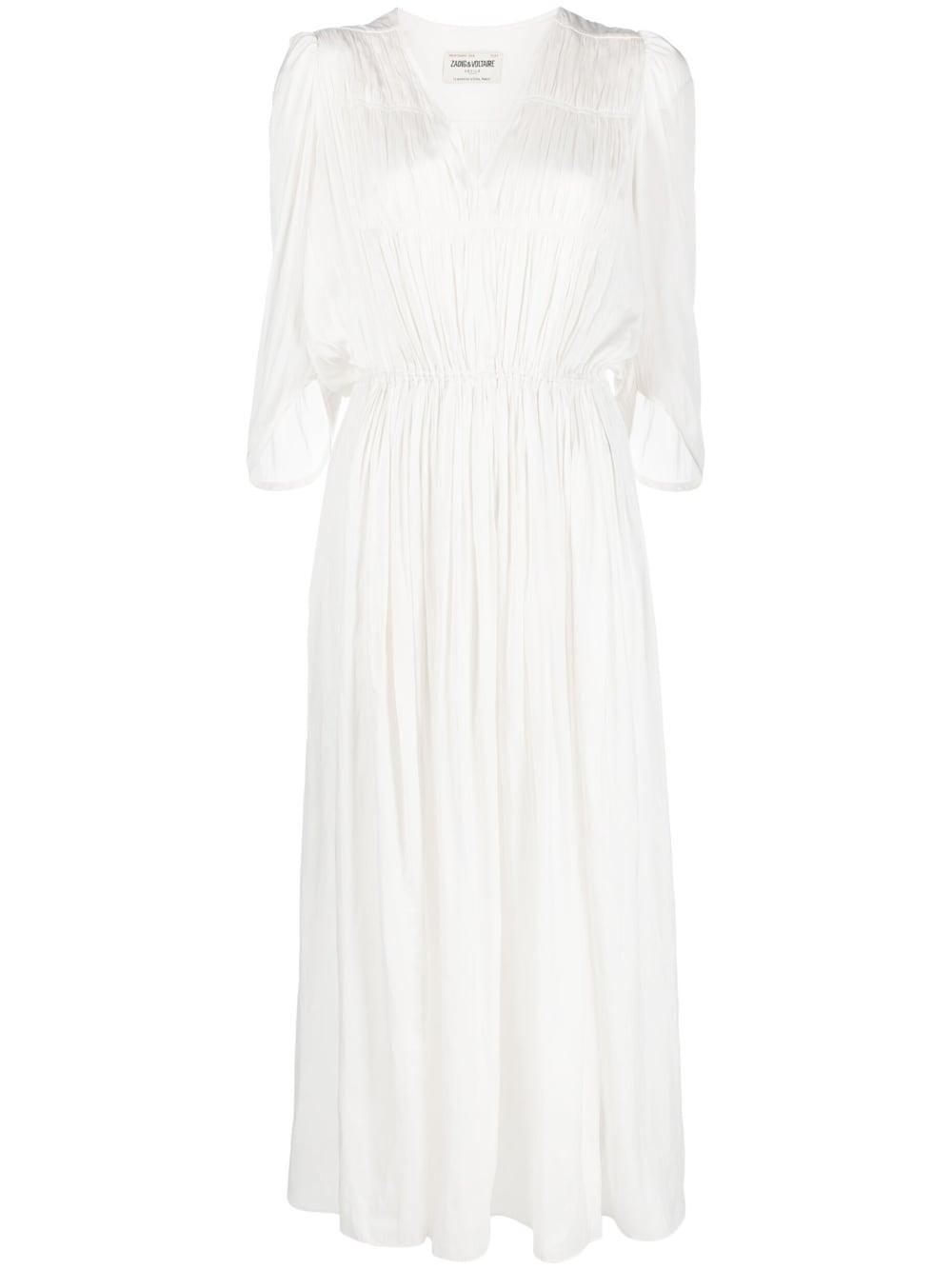 Zadig & Voltaire Ryoko Satin Midi Dress in White | Lyst