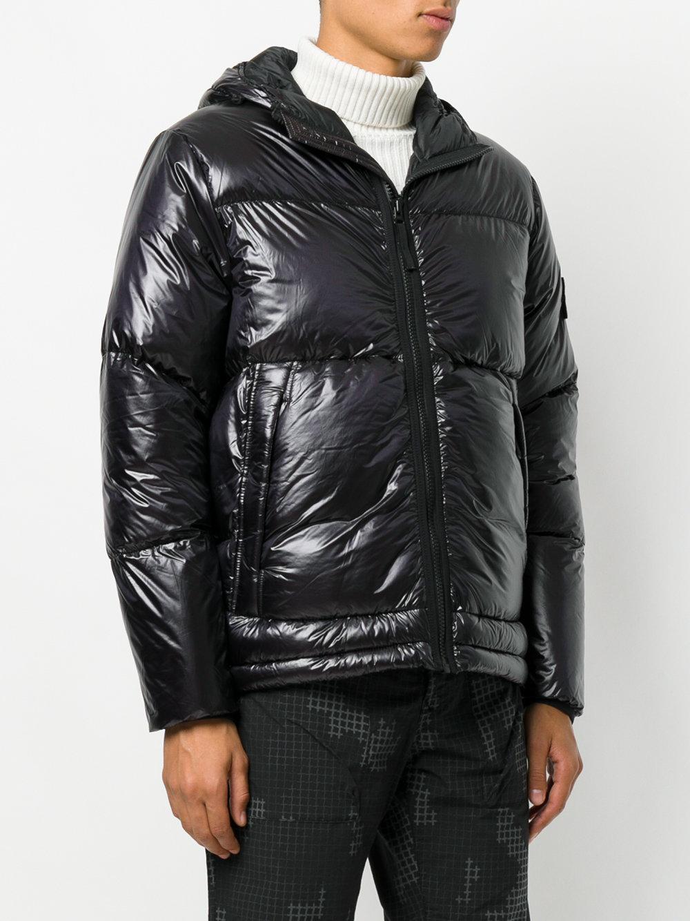 Stone Island Synthetic Glossy Puffer Jacket in Black for Men - Lyst
