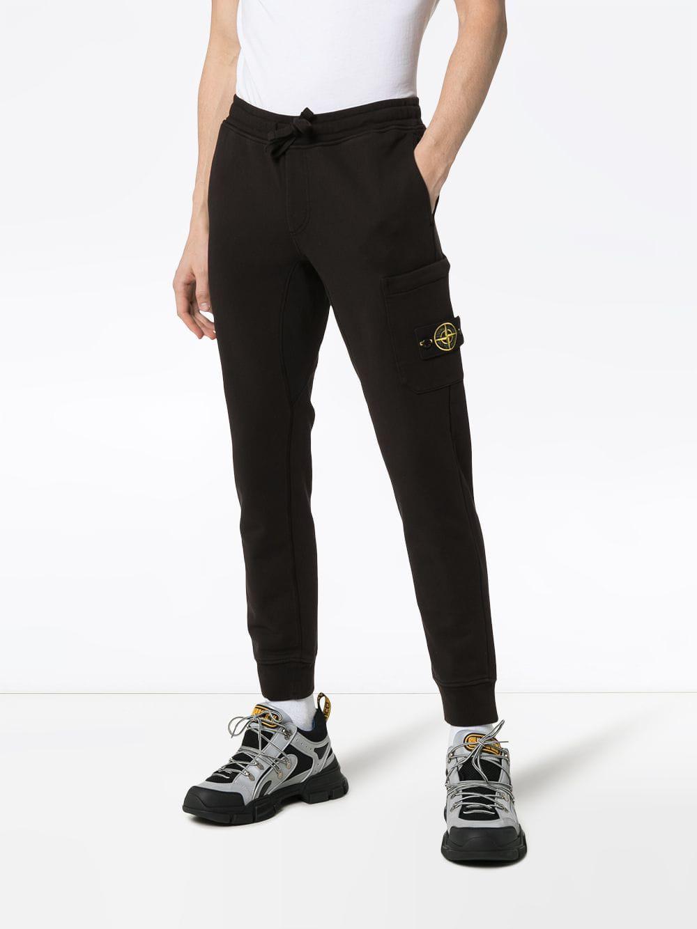 Stone Island Tapered Cotton Sweatpants in Black for Men - Lyst