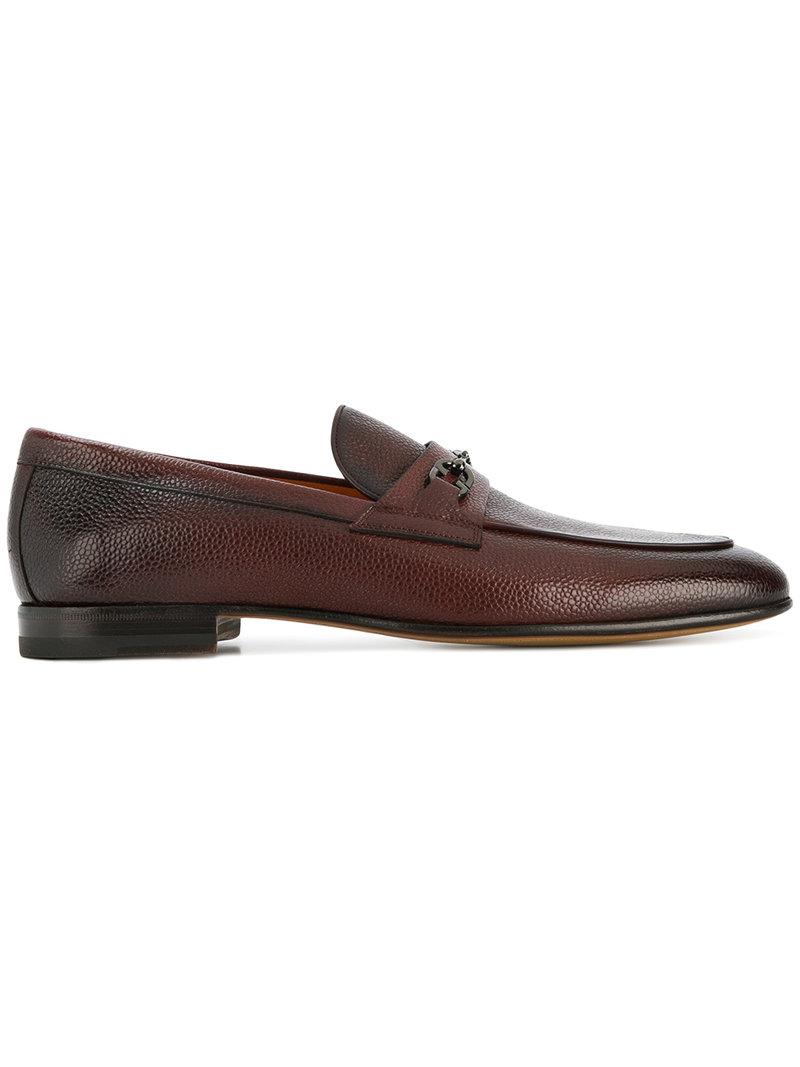 Santoni Leather Horsebit Loafers in Brown for Men | Lyst