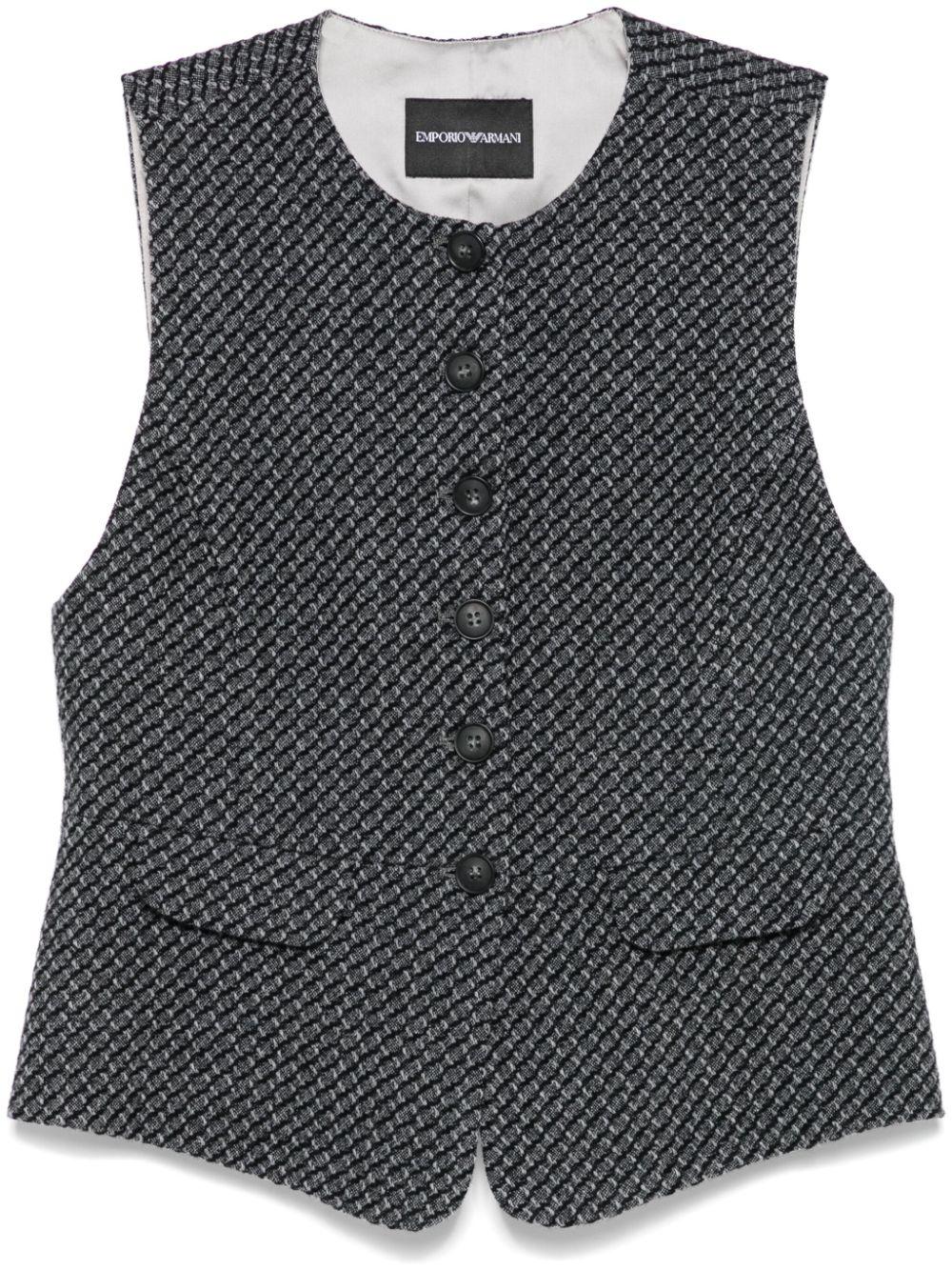 Emporio Armani レディース グレー パターンジャカード ベスト ジャケット
