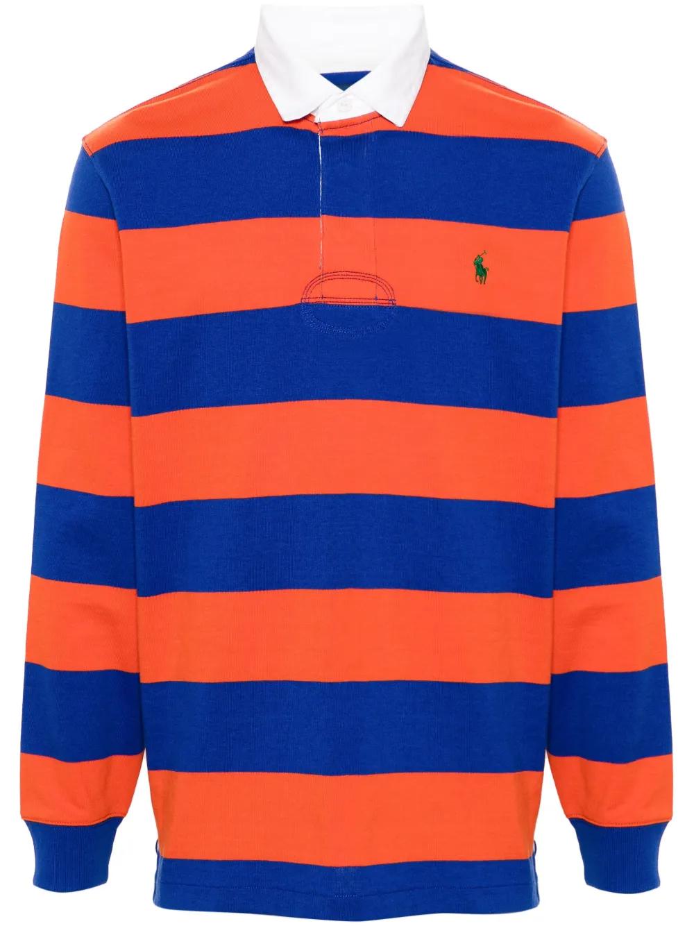 Long Sleeve Orange And Blue Ralph Lauren Shirt Polo Ralph Lauren