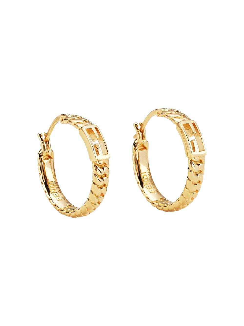 Fendi Ff Baguette Hoop Earrings in Gold (Metallic) - Lyst