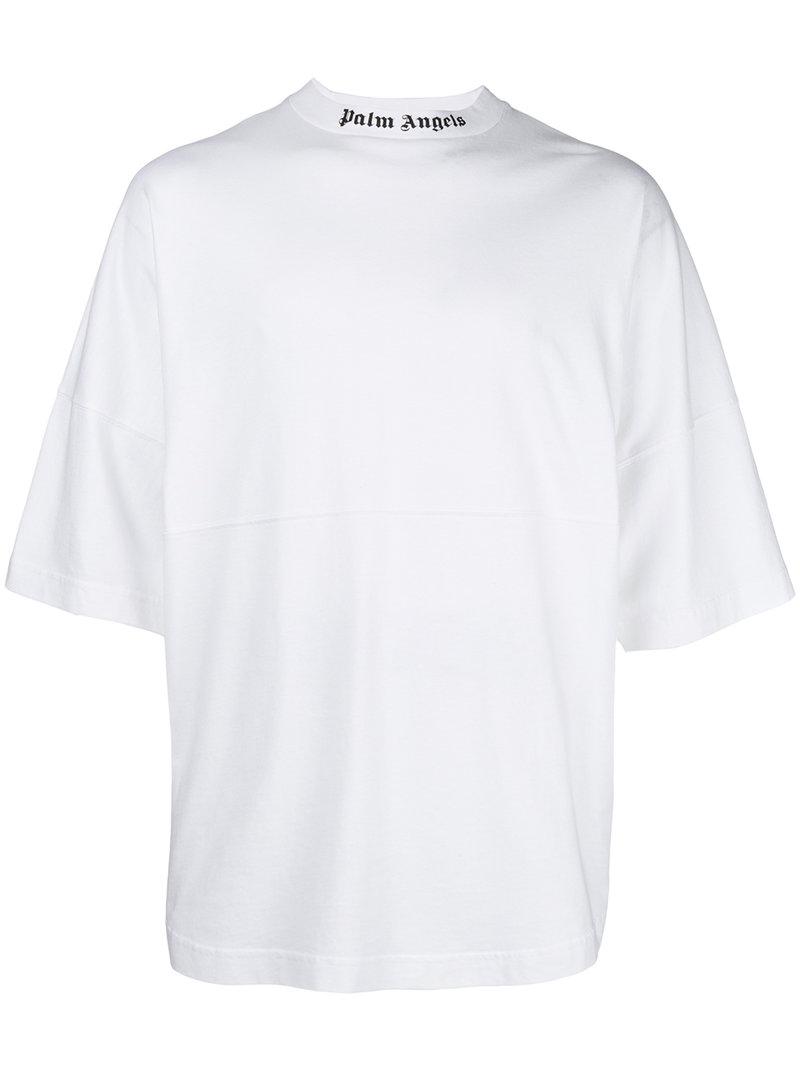 Palm Angels Cotton Oversized Logo T-shirt in White for Men - Lyst