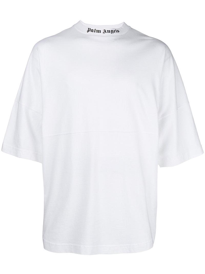 T-shirt oversize à logo brodé au col Palm Angels pour homme en coloris Blanc  | Lyst