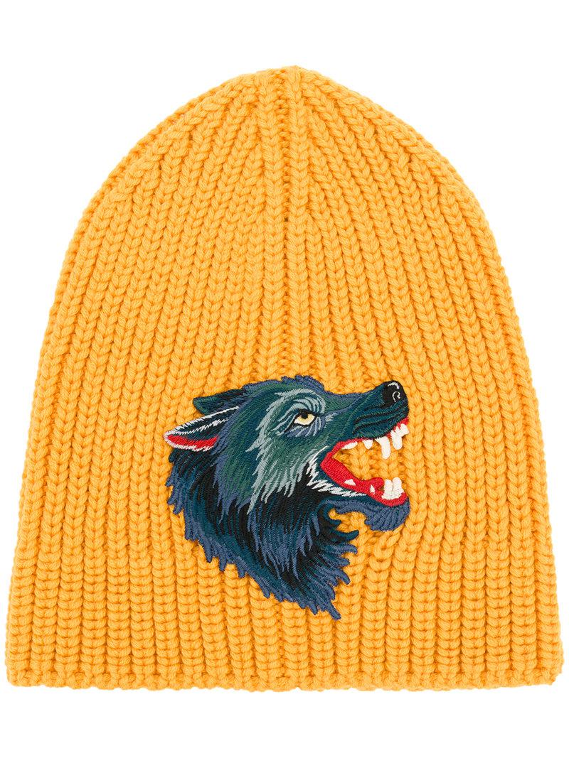 gucci wolf beanie