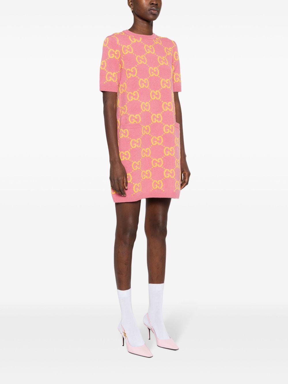 Gucci Jacquard Knit Mini-Dress in Pink | Lyst
