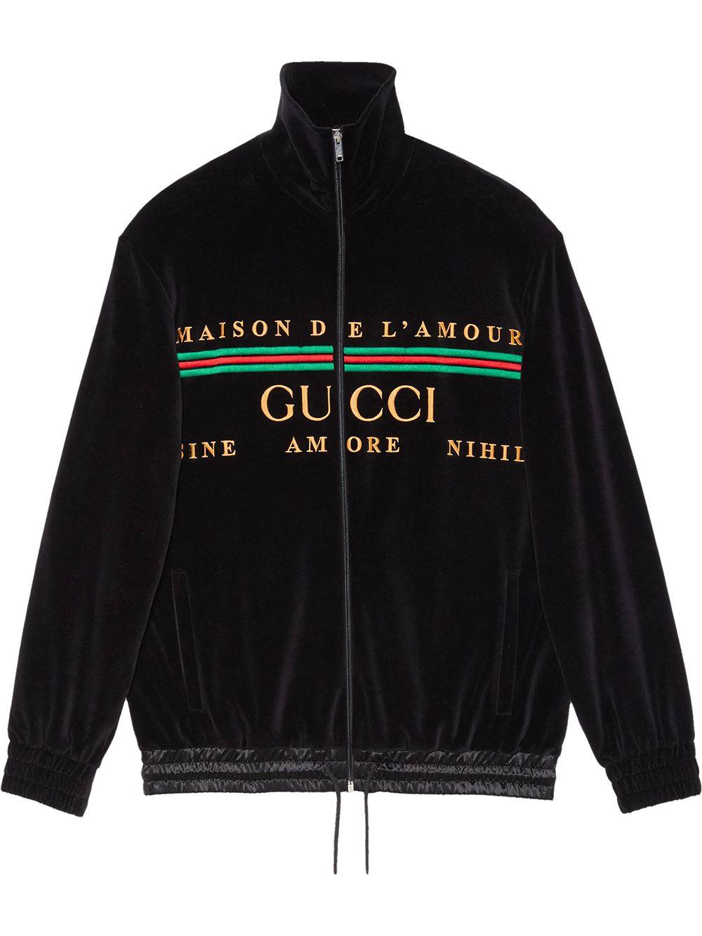 Gucci Logo Embroidered Jacket in Black for Men | Lyst