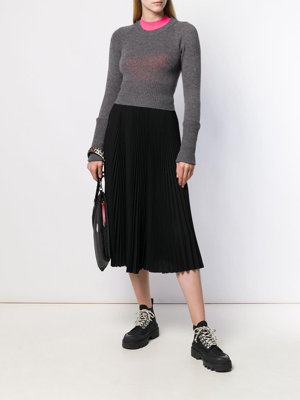Prada Cropped Knit Cashmere Top in Grey (Gray) - Lyst