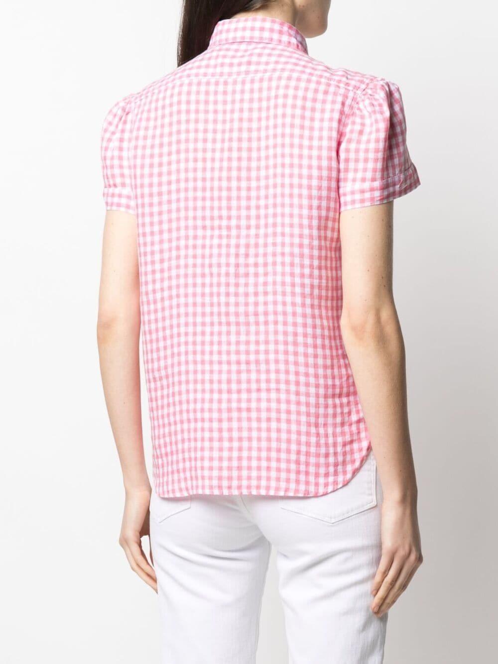 Polo Ralph Lauren Linen Short-sleeve Gingham Shirt in Pink | Lyst