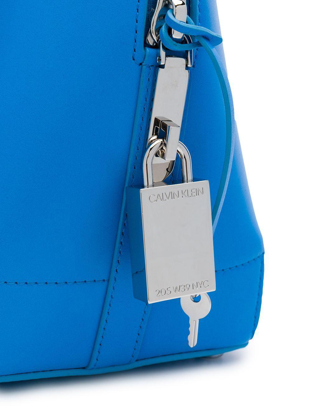 CALVIN KLEIN 205W39NYC Leather Logo Print Tote Bag in Blue - Lyst