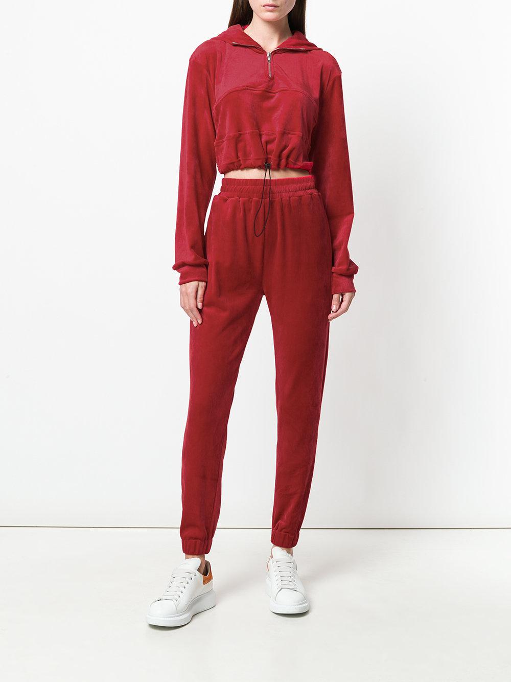 Danielle Guizio Synthetic Velour Tracksuit in Red - Lyst