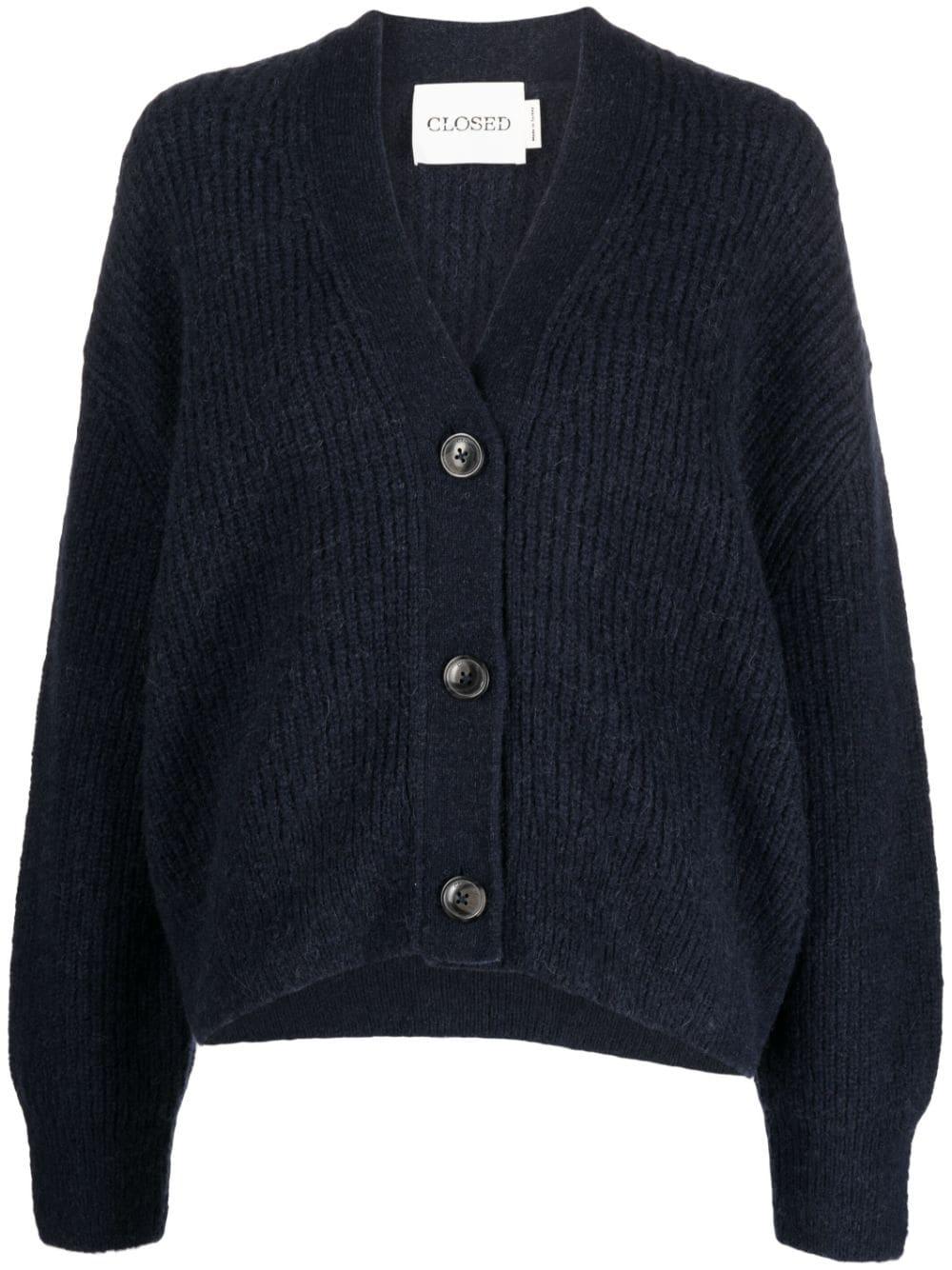 Closed V-neck Ribbed-knit Cardigan in Blue | Lyst