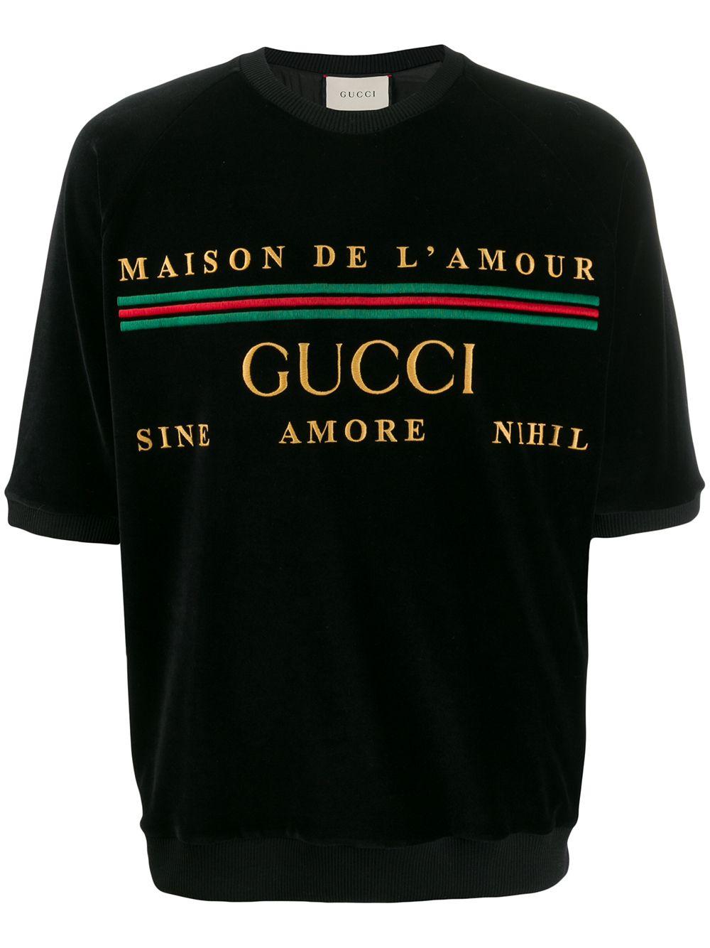 Gucci Velvet Maison De L'amour T-shirt in Black for Men