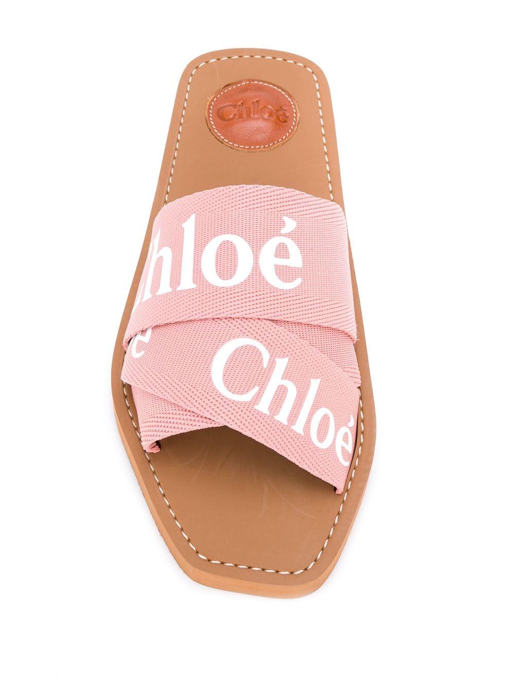 Chloé Woody Logo Canvas Slide in Light Pink (Pink) - Save 49% | Lyst