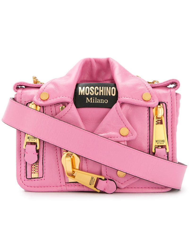 Bolso mini estilo biker Moschino de Cuero de color Rosa | Lyst