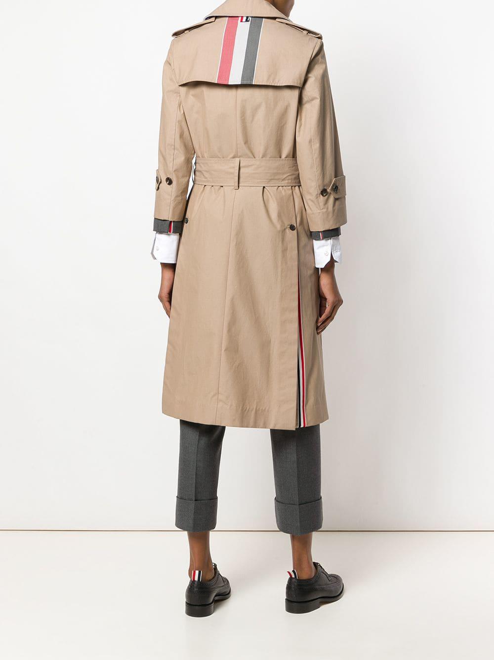 Thom Browne Reflective Tech Doublebreasted Trench Coat in Natural Lyst