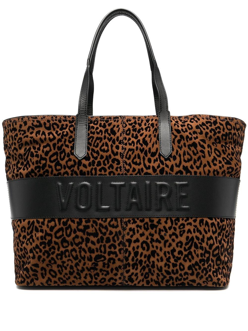 Zadig & Voltaire Leather Flocked Leopard Print Tote Bag in Brown - Lyst