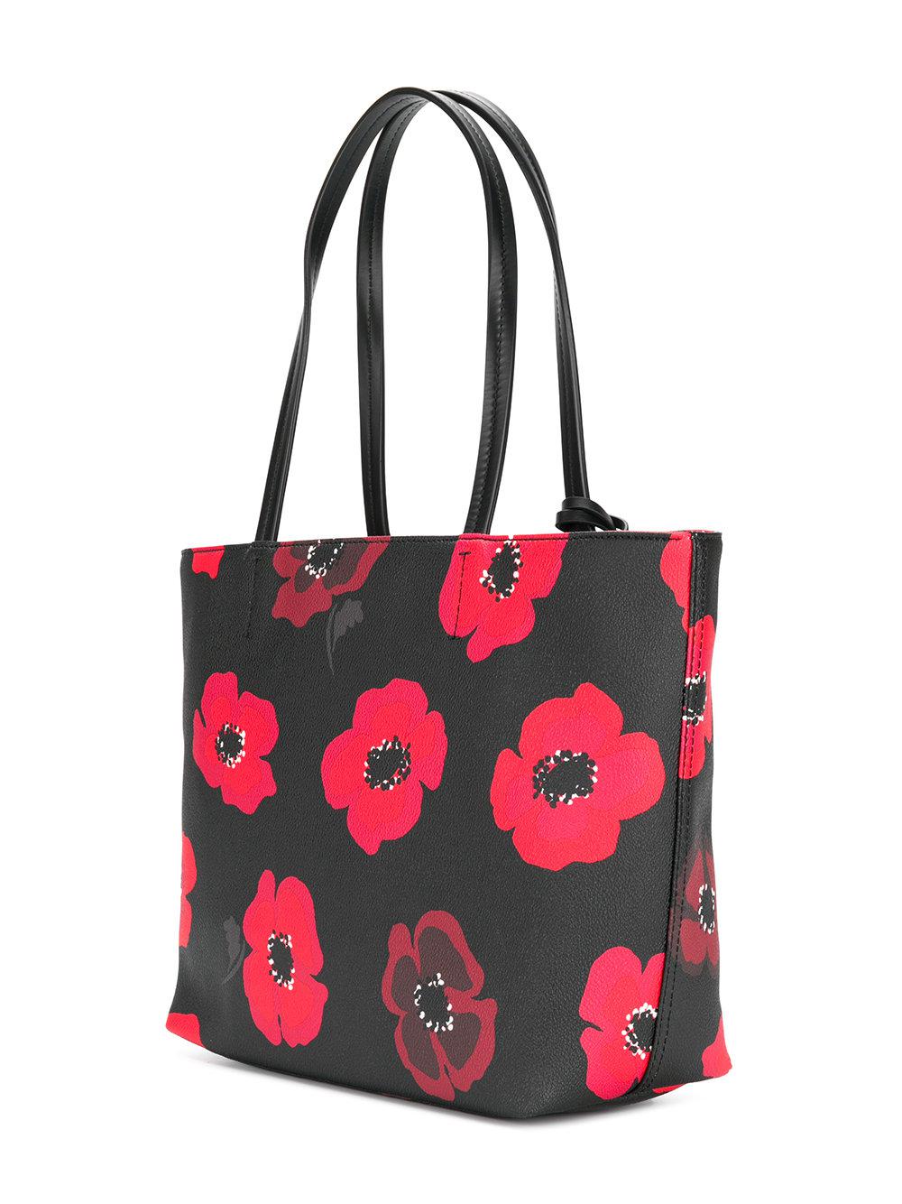 Kate Spade Leather Floral Shopper Tote in Black | Lyst