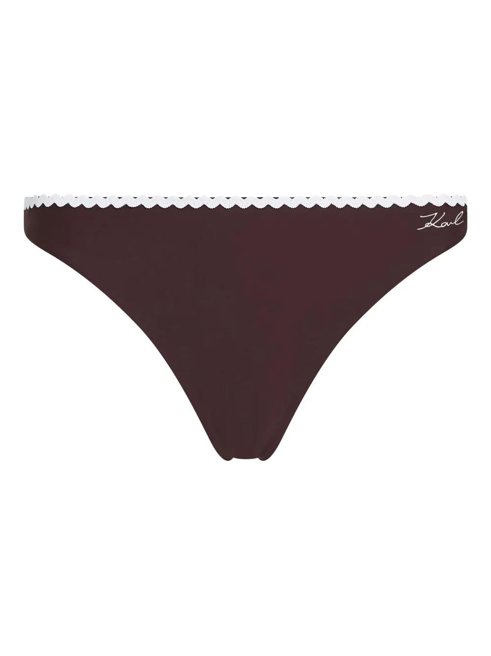 Bas De Bikini Noir KARL LAGERFELD - Logo Signature, Liens à Nouer - Taille Normale