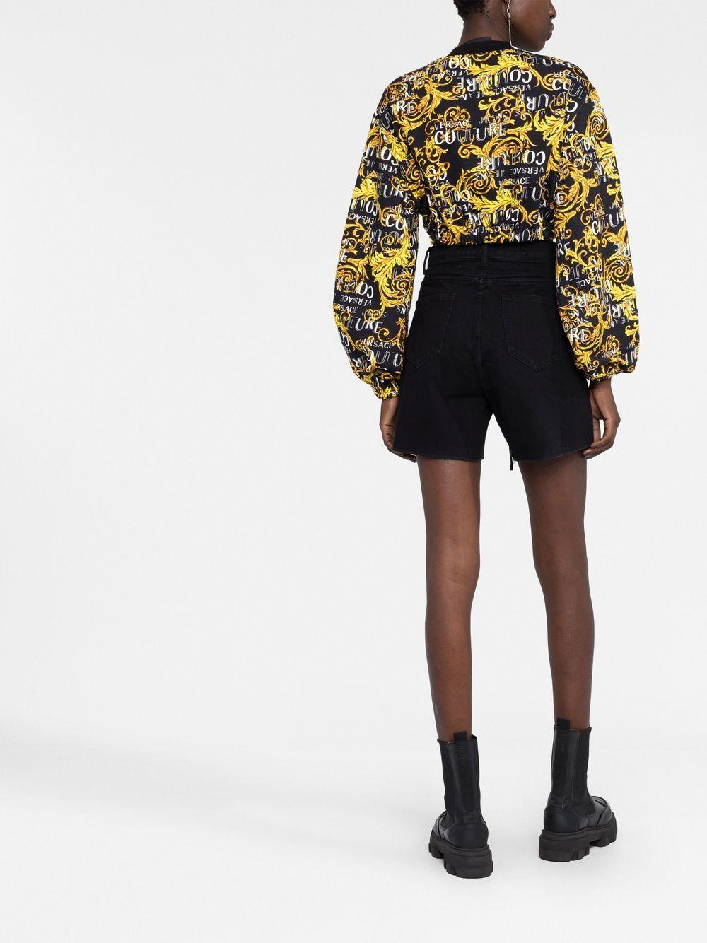 Versace Jeans Couture Baroque-print Cropped Sweatshirt in Black | Lyst