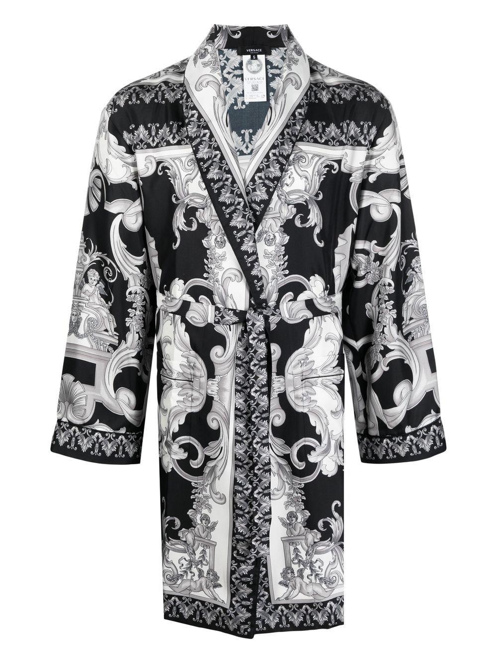 Versace Baroque Silk Dressing Gown in White Lyst