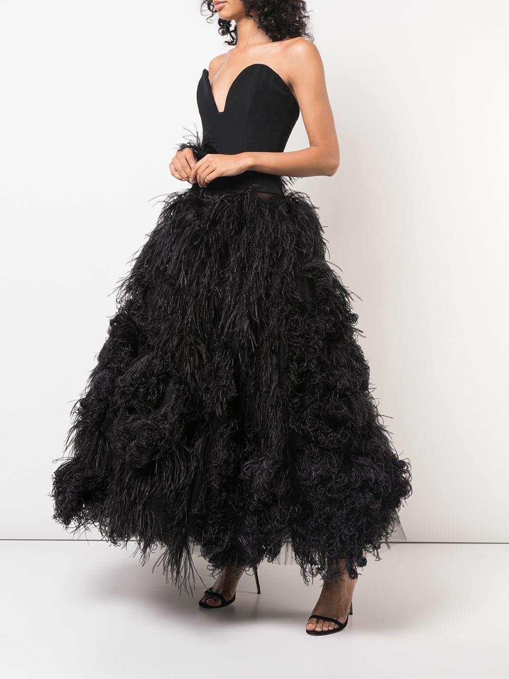 Vestido de fiesta con plumas Oscar de la Renta de color Negro | Lyst