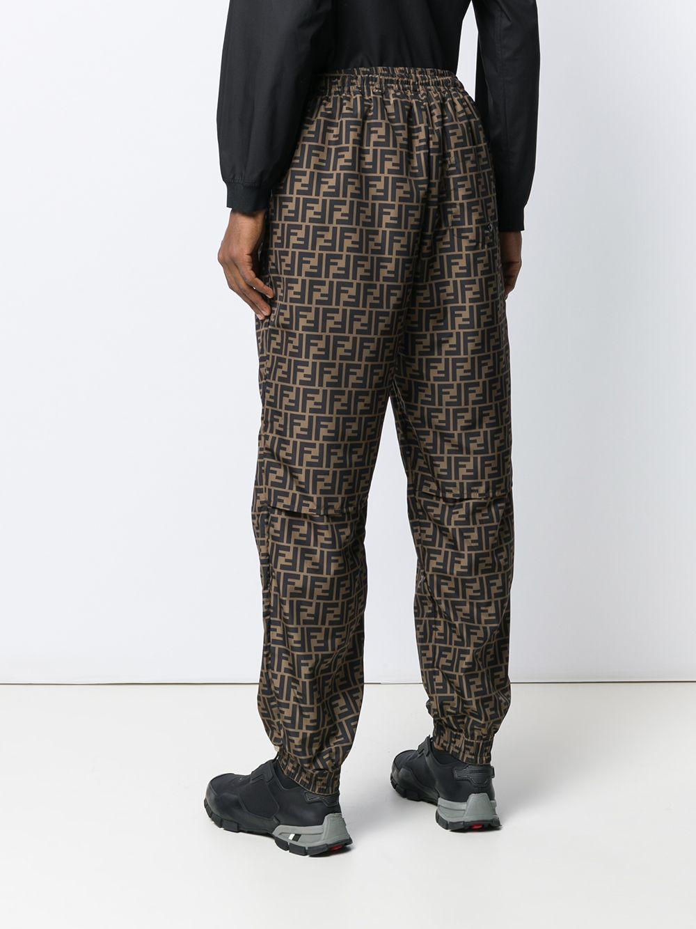 Fendi Mens FF Logo Track Pants 50 Medium Black Brown Tuxedo Striped Cotton  Blend | eBay