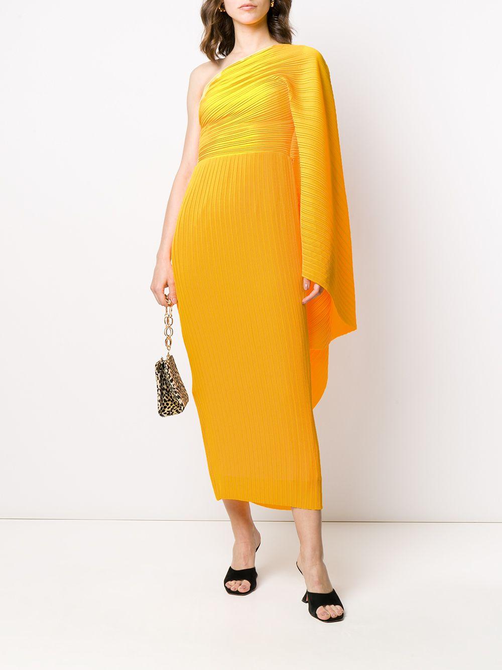 One-shoulder Midi Dress in Neon Orange 