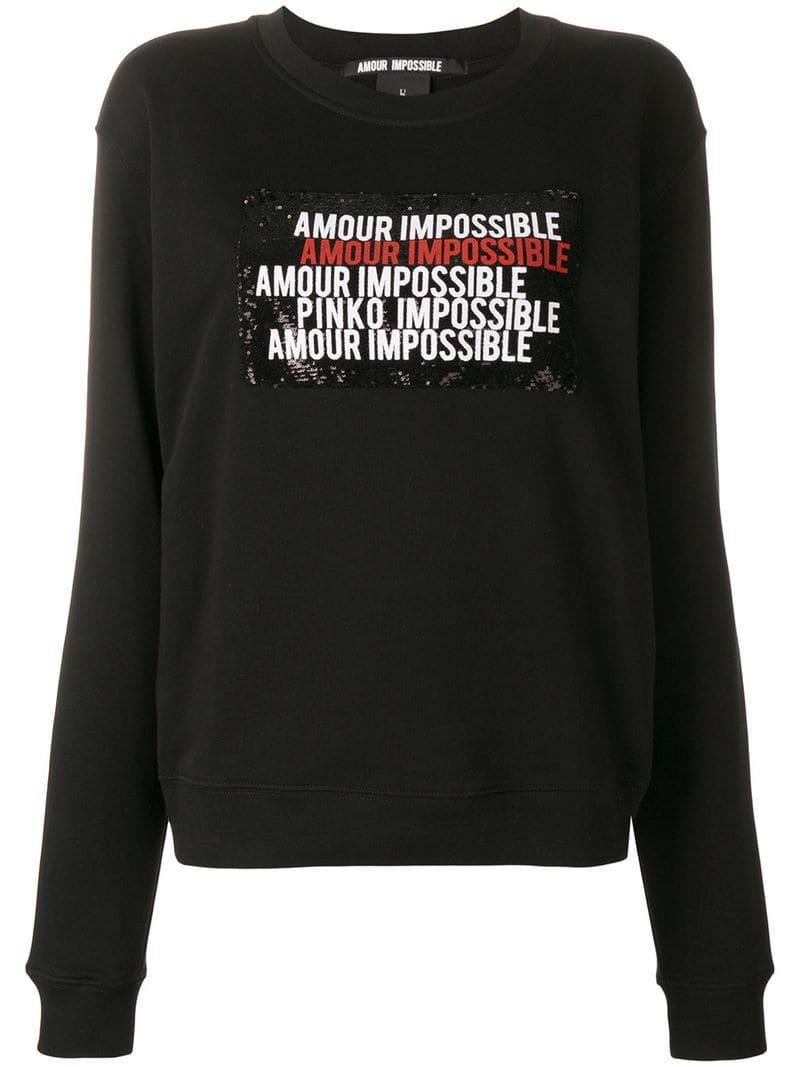 Pinko Cotton Amour Impossible Sweatshirt In Black Lyst