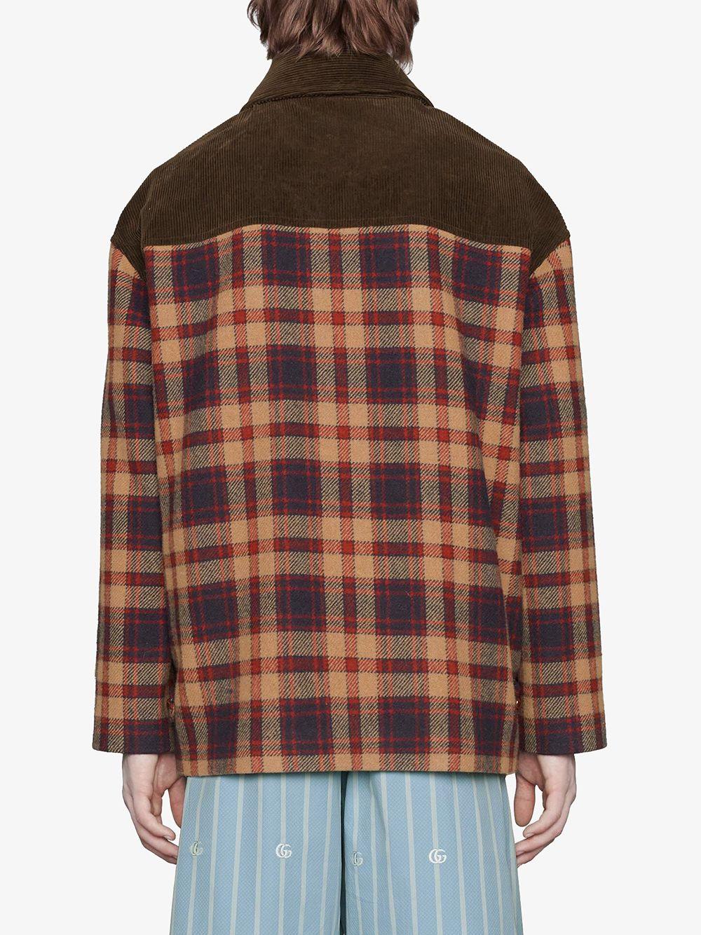 Gucci Plaid-pattern Shirt Jacket in Brown for Men | Lyst