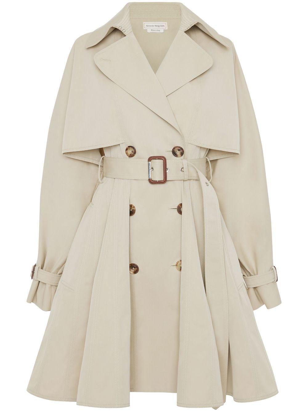 Alexander McQueen A-line Pleated Trench Coat in Natural | Lyst Canada