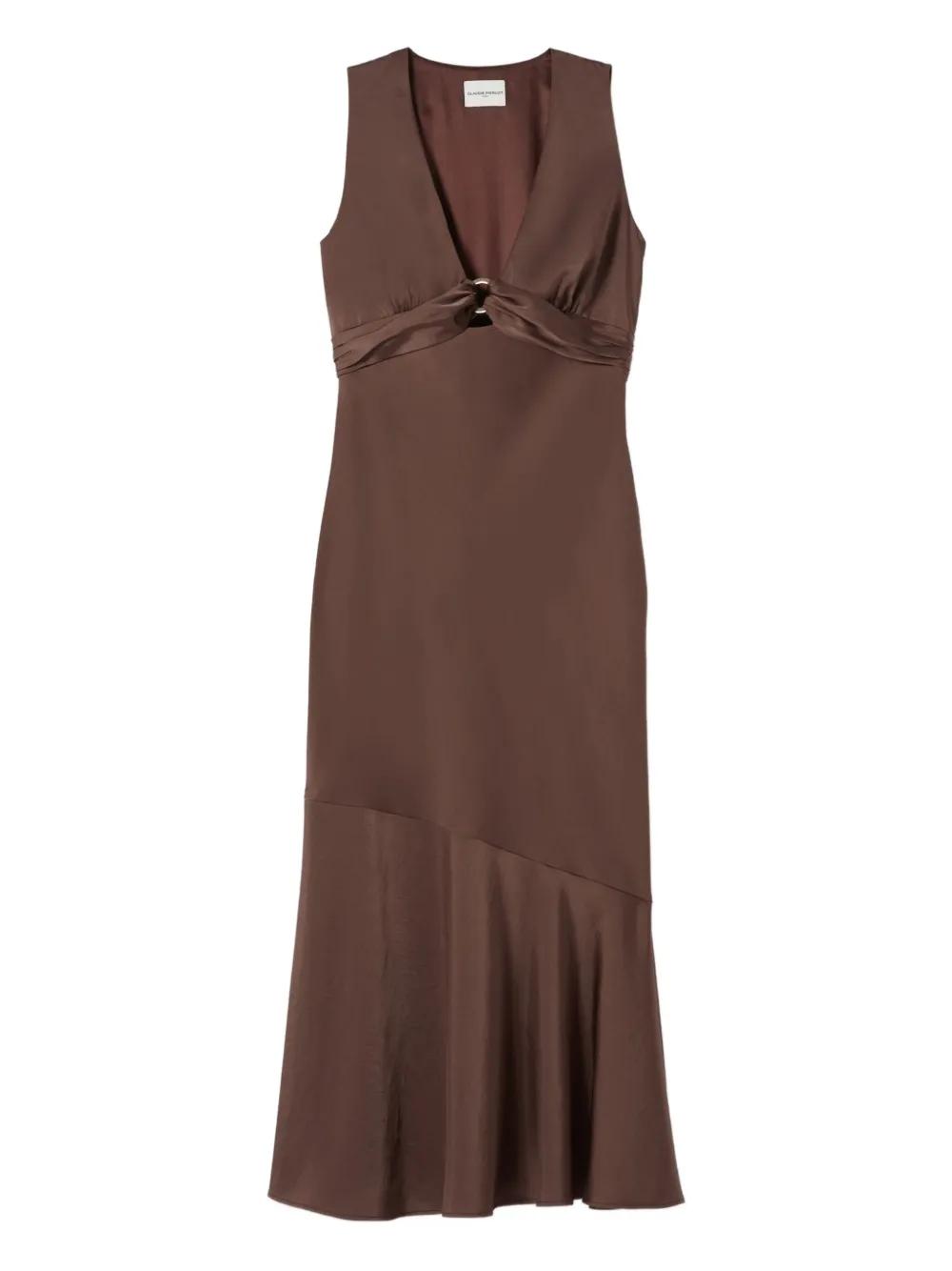 claudie pierlot brown dress Satin flowly mini dress