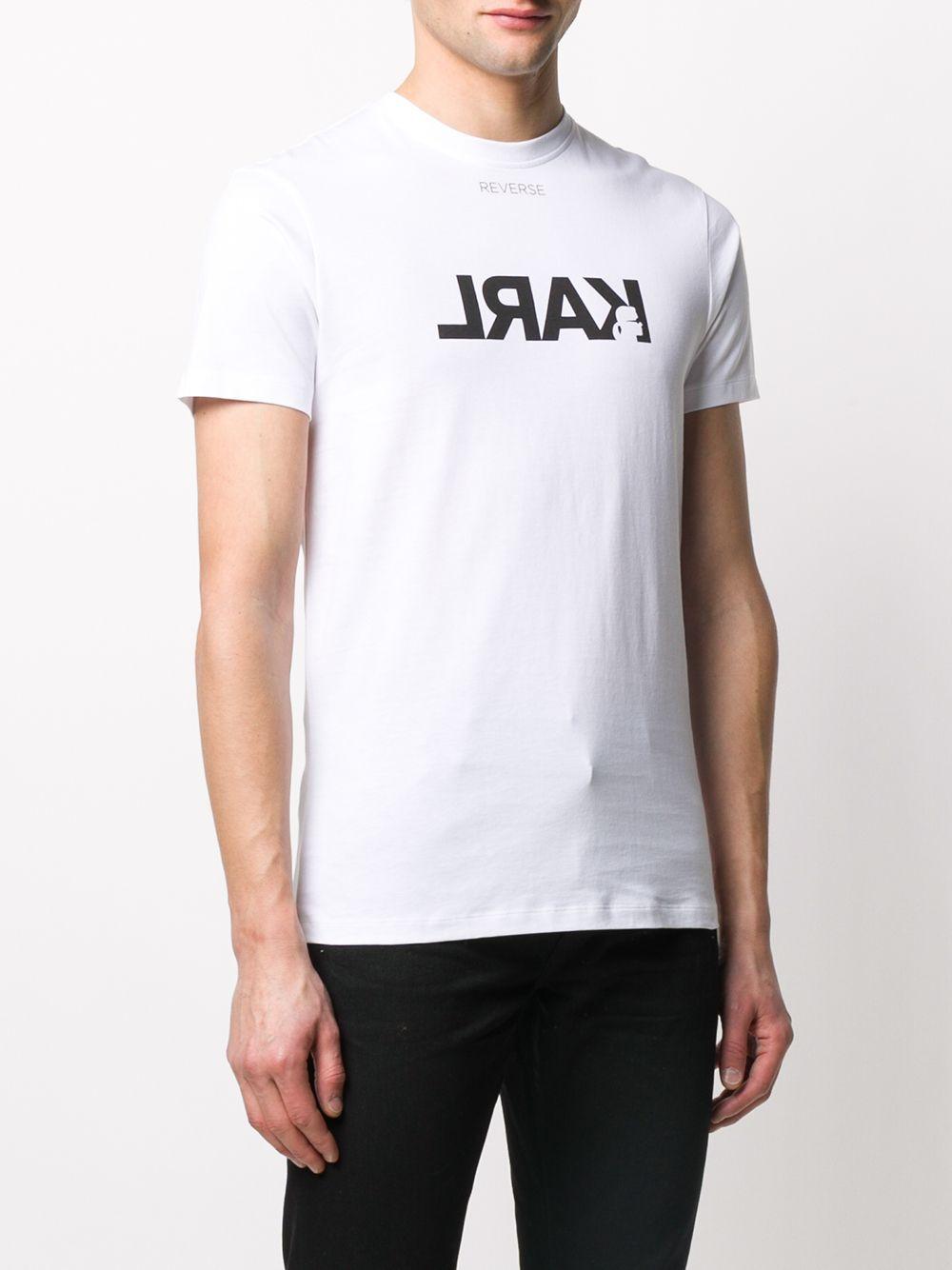 Karl Lagerfeld Cotton Reverse Logo T-shirt in White for Men - Lyst