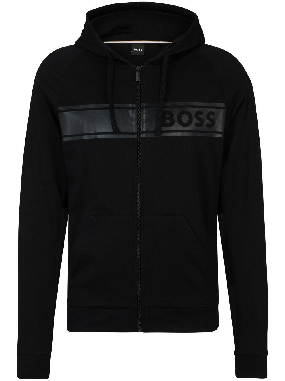 BOSS Logo Print Zip Up Hoodie in Black for Men Lyst UK