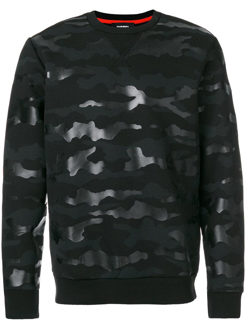 DIESEL Cotton Camouflage Sweatshirt in Black for Men - Lyst