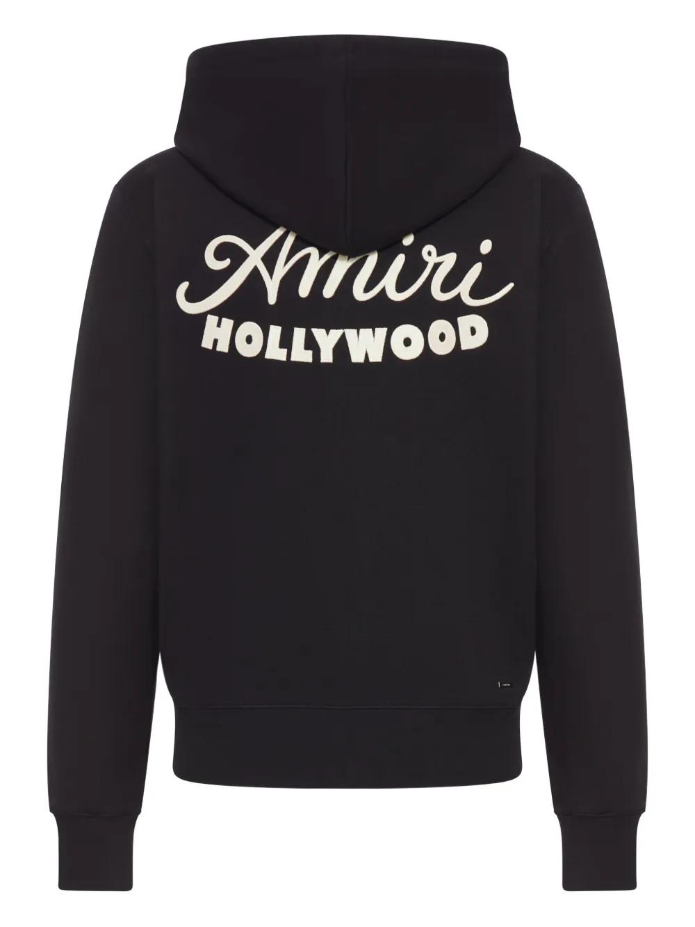 パーカー・フーディ AMIRI AMIRI HOLLYWOOD FULL-ZIP HOODIE IN JERSEY AMIRI HOLLYWOOD ZIP HOODIE - Black | AMIRI